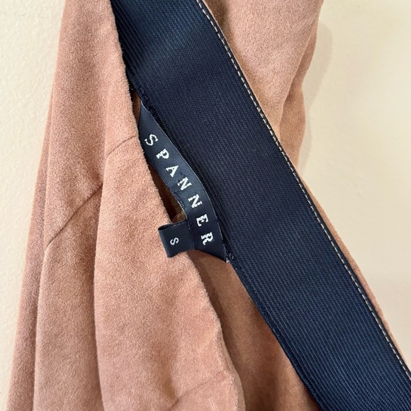 Spanner| Camel Brown Wide Leg Faux Suede Side Zip Trousers Sz S - Picture 3 of 3